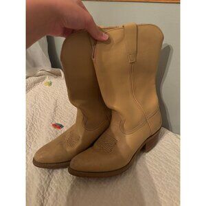 landis vintage brown leather cowboy cowgirl boots 10.5